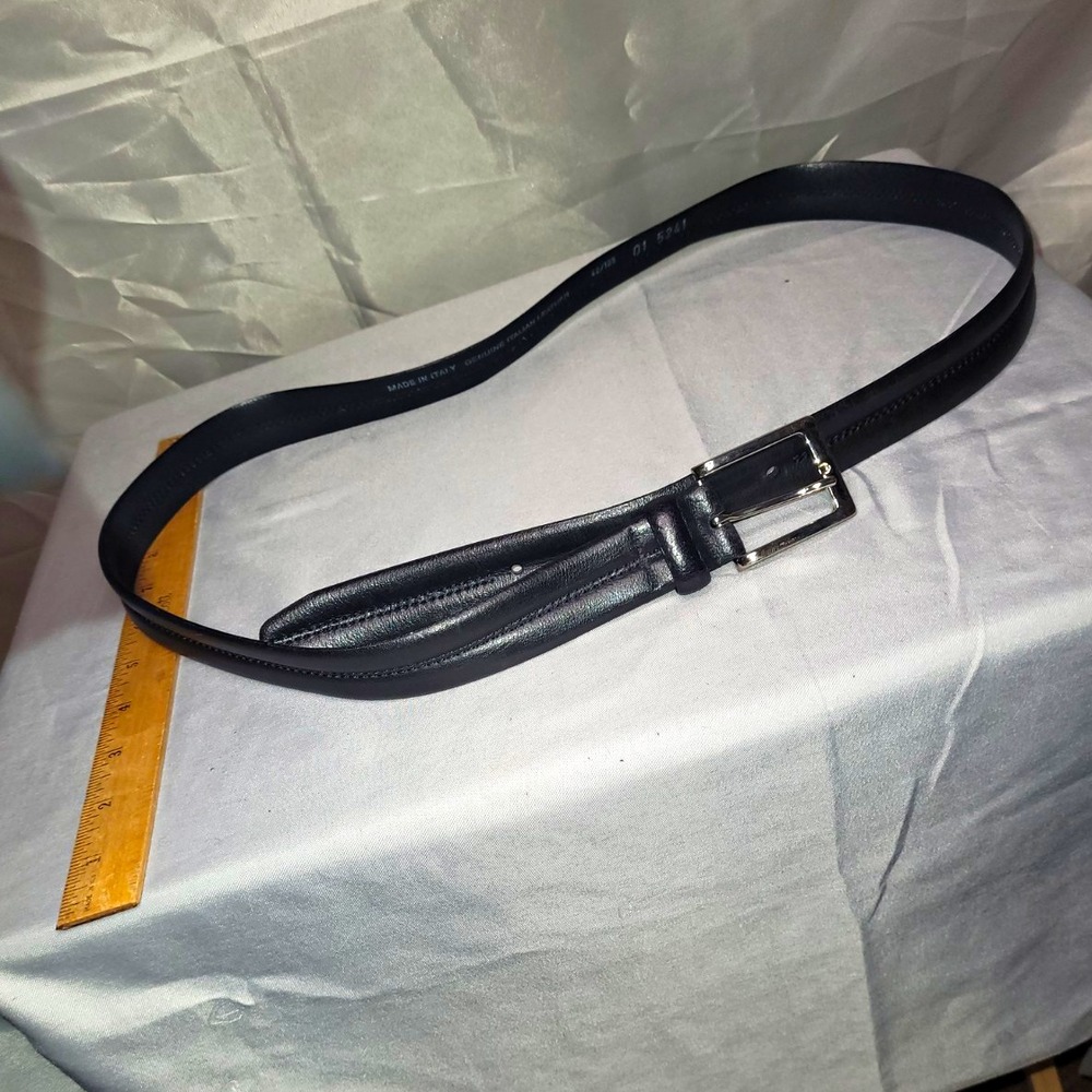 Genuine Italian Leather Men's Black Dress Belt Size 42 Adjustable